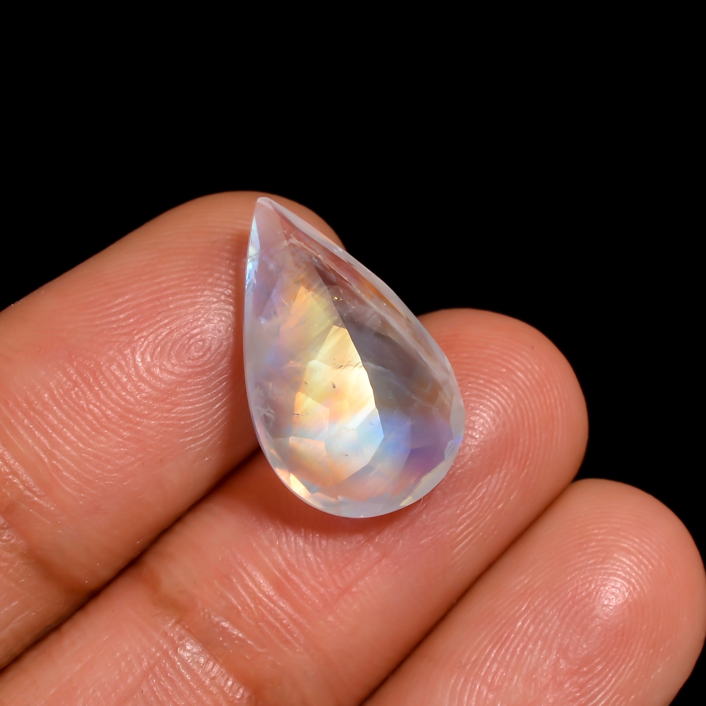 solar tide moonstone pear shape cut stone loose gemstone